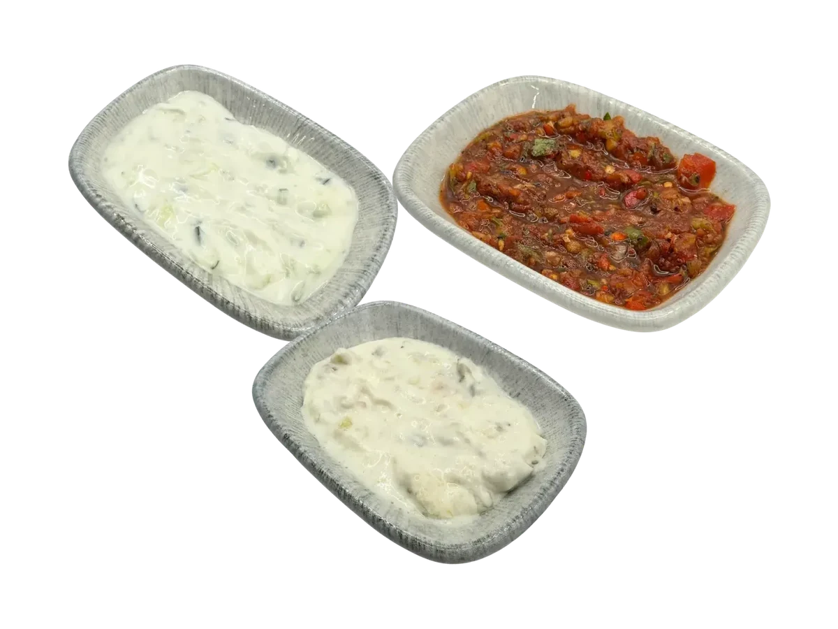 Meze-Trio: Cacik, Ezme und Patlıcan
